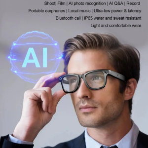 Al Interactive Smart Glasses with Photo/Video Wireless Bluetooth Call, Local Music Low-Power Chip Smart Wearable for Daily Use
