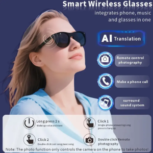 Translator Smart Glasses with Ai UV Protection, Music Playback, Call Wake-up, Voice Assistant and Smart Wearable Headphones