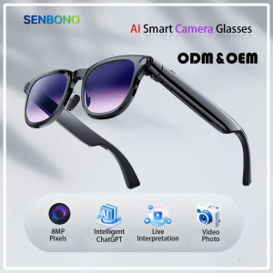 SENBONO A2 8MP Camera Al Assistant Translator GPT App Control Voice Control Wireless Calling Music Player Outdoor Exercise Smart