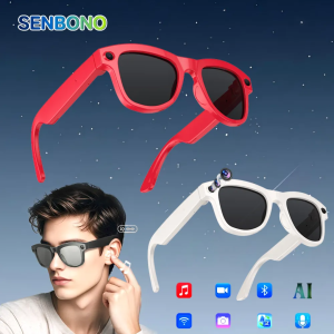 SENBONO M01S Smart Glasses with Ai Wi-Fi Video Recording an Al Voice Assistant BT Calling 5MP Smart Glasses with Camera Wifi