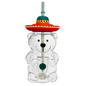 Cross-Border Popular Style Cup Glass Bear Cup Limited Edition Barista Bear Cup Cold Drink