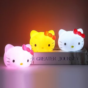 Cute KT Cat Night Light Children’s Creative Gift Pinch Rechargeable Pat Light Bedroom Sleep Atmosphere Light Ornaments