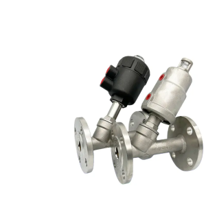 304 Stainless Steel Y-Type Pneumatic Flange Angle Seat Valve High-Temperature Steam Cut-Off Valve for Water
