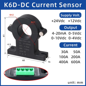 NJXSE K6D Hall Current Sensor DC 30A 50A 100A 200A 300A 400A 500A 600A/DC 4-20mA 4V 5V 10V Manufacture Split Core Hall Sensor
